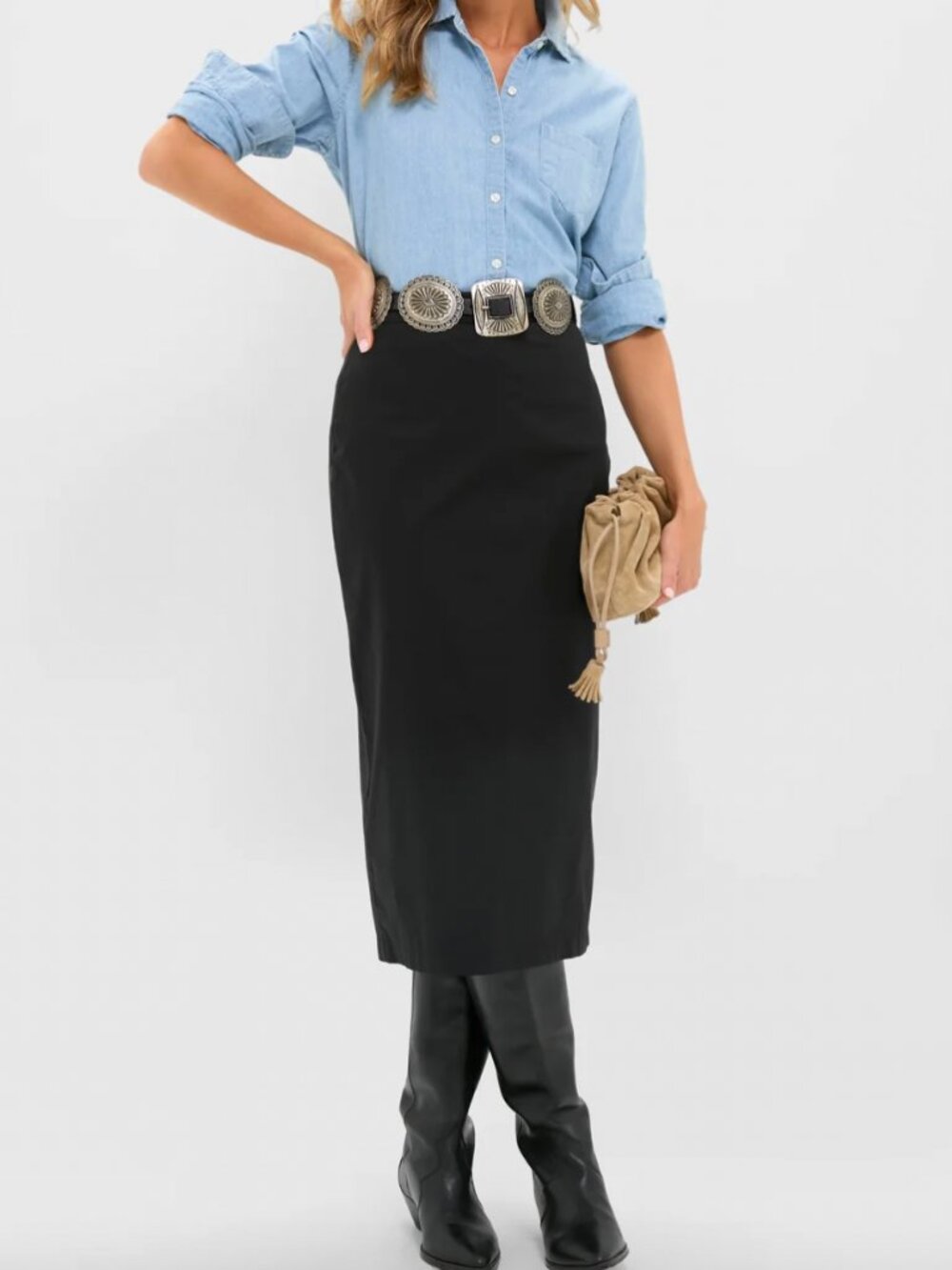 Tuckernuck Hyacinth House Black Rosie Midi Pencil Skirt